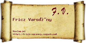 Fricz Varsány névjegykártya
