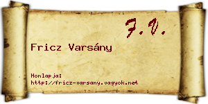 Fricz Varsány névjegykártya